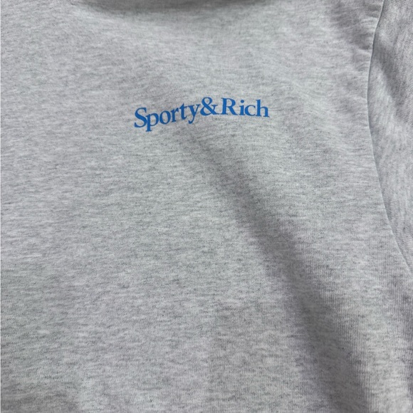 SPORTY & RICH New Health Melange Hoodie Heather Gray Ocean Size XS VGUC - Picture 8 of 8